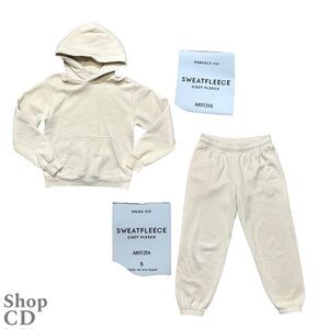 Aritiza 2Pc Sweatfleece Sweatsuit in Soft Almond Beige (Hoodie & Sweatpants)
